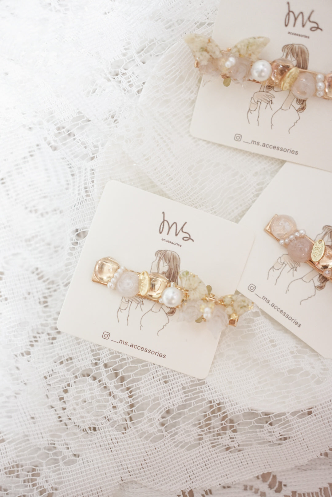 蝴蝶珍珠波波髮夾