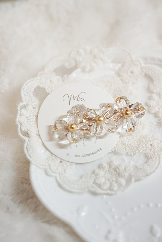 透明點金透明花朵髮夾