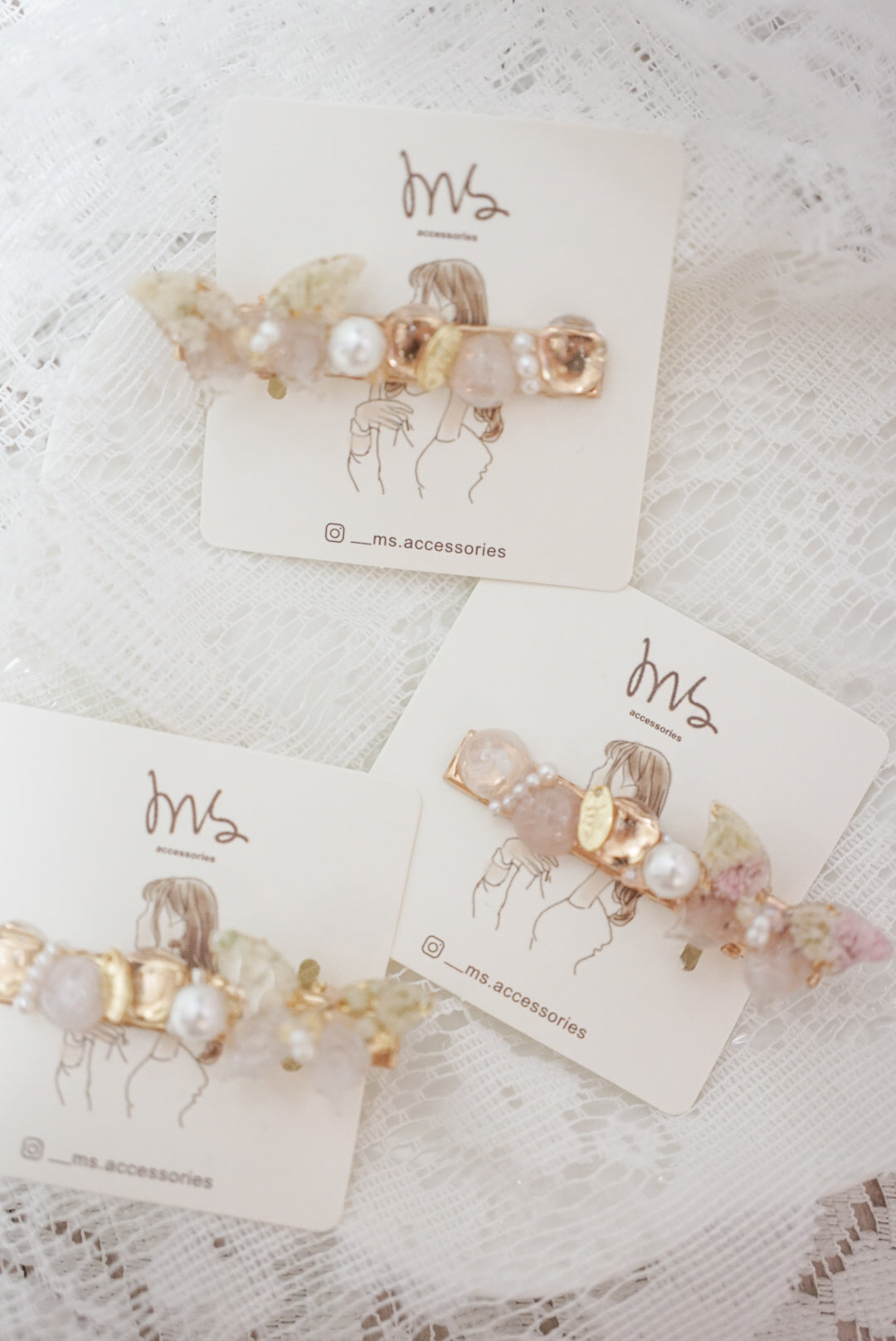 蝴蝶珍珠波波髮夾