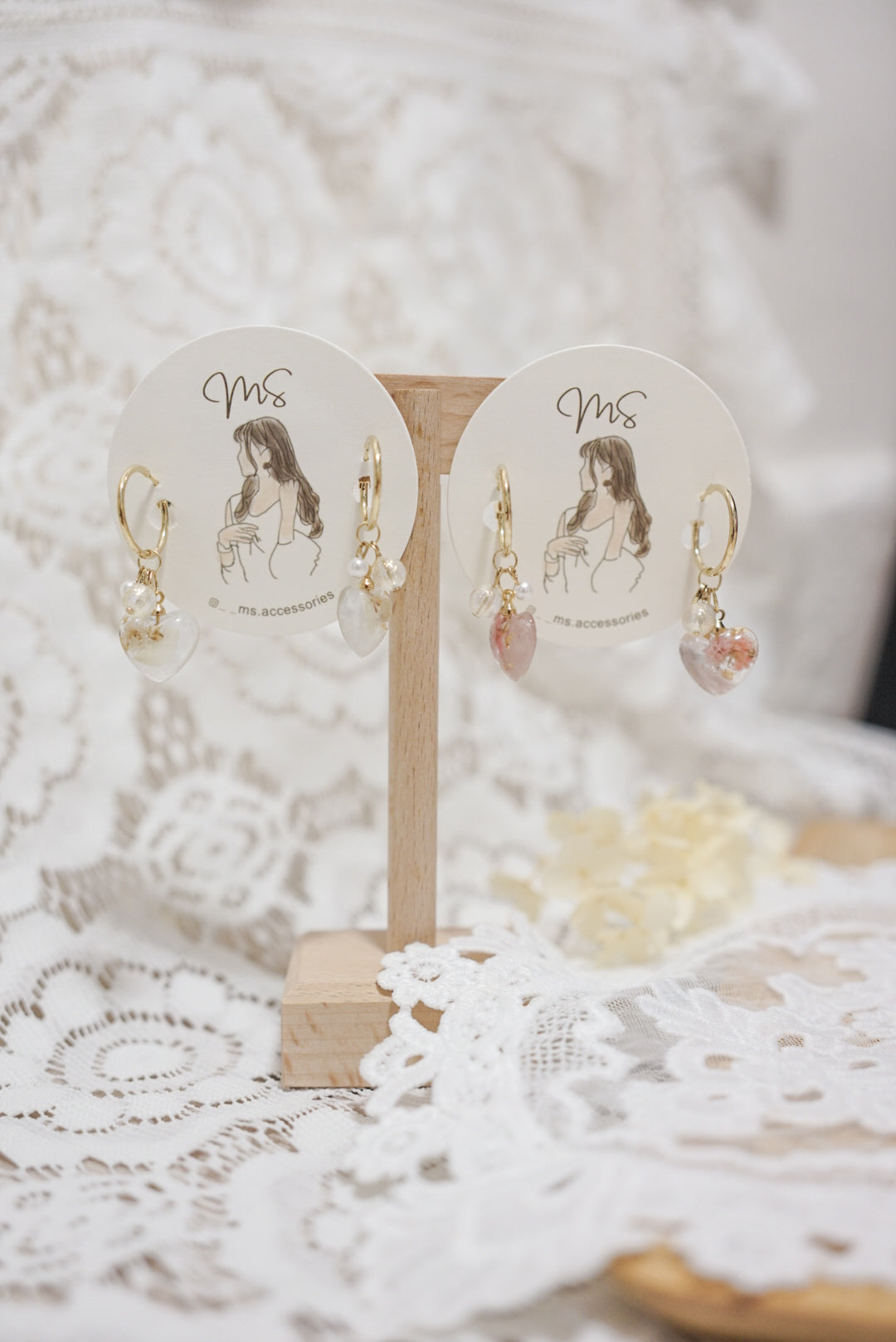 心心耳圈垂吊耳環