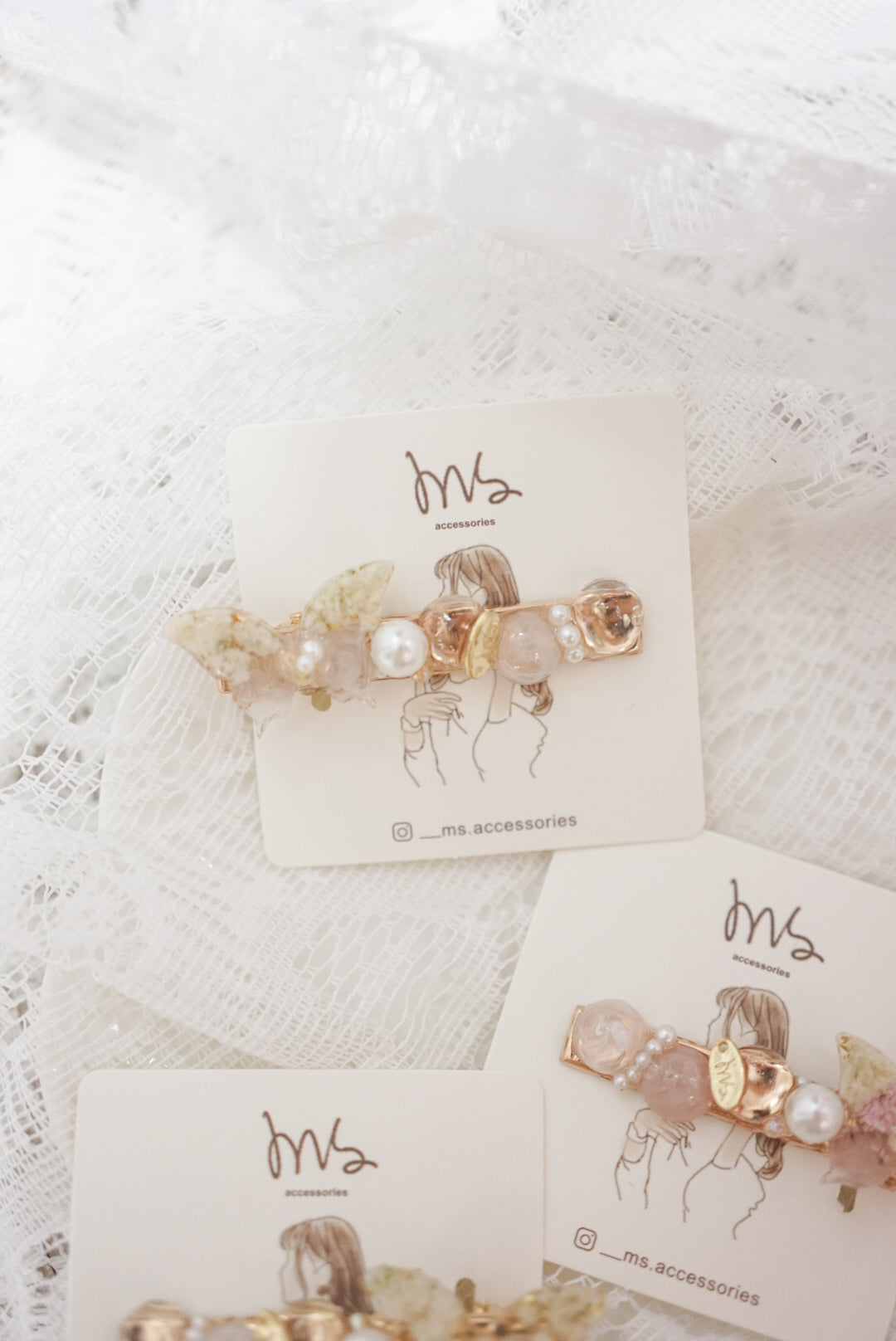 蝴蝶珍珠波波髮夾