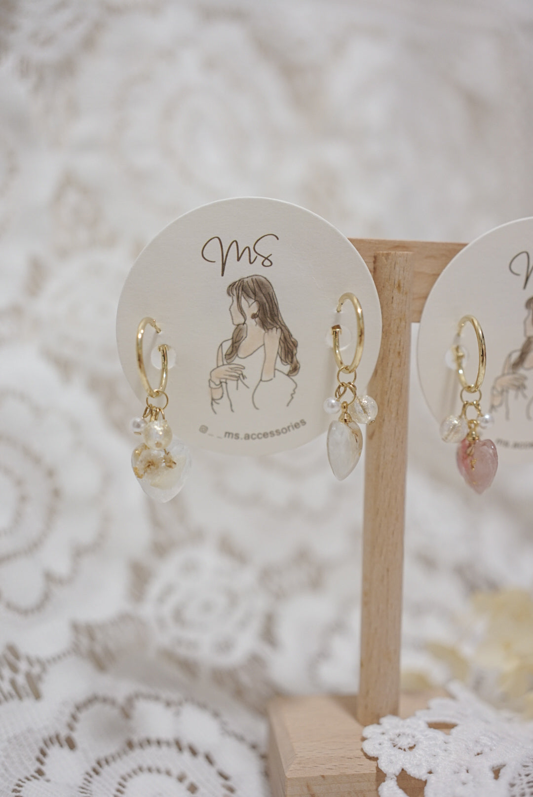 心心耳圈垂吊耳環