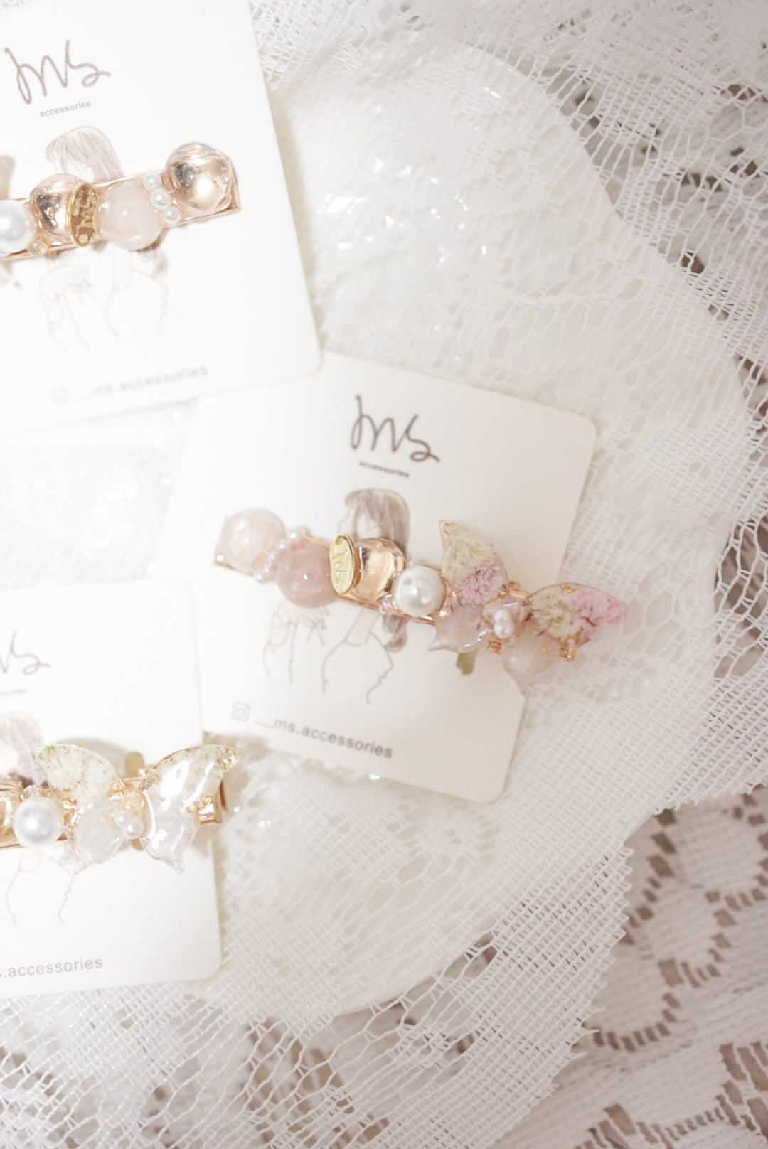 蝴蝶珍珠波波髮夾