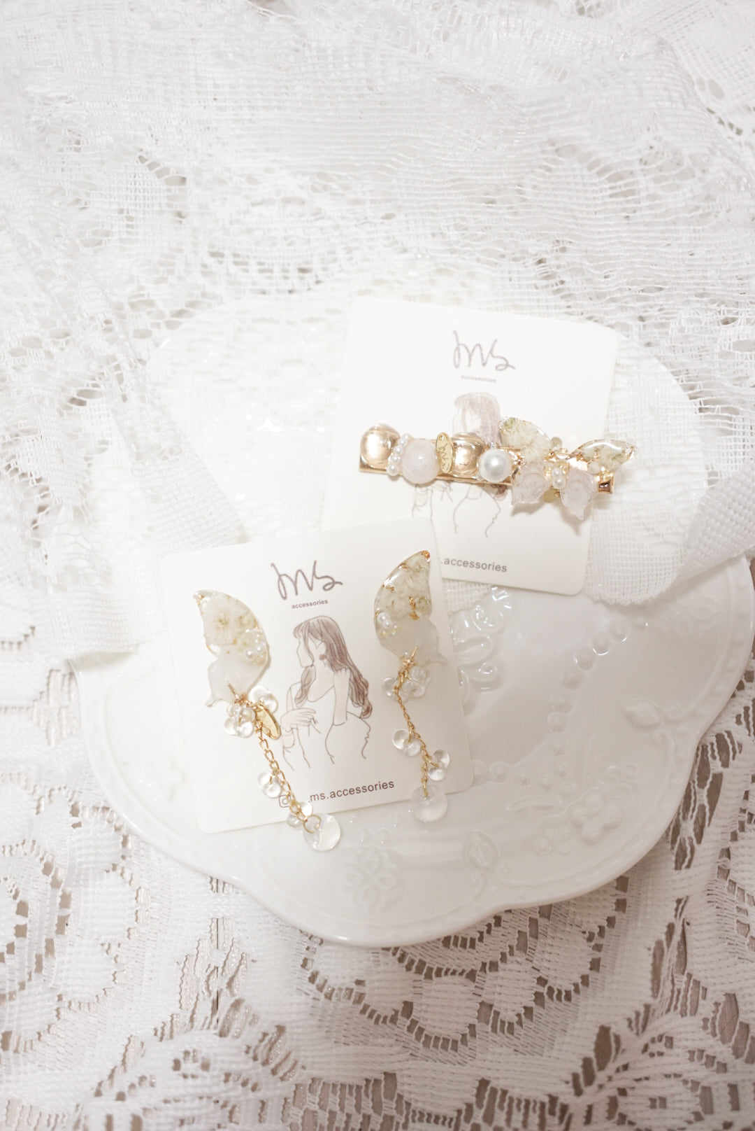 蝴蝶珍珠波波髮夾