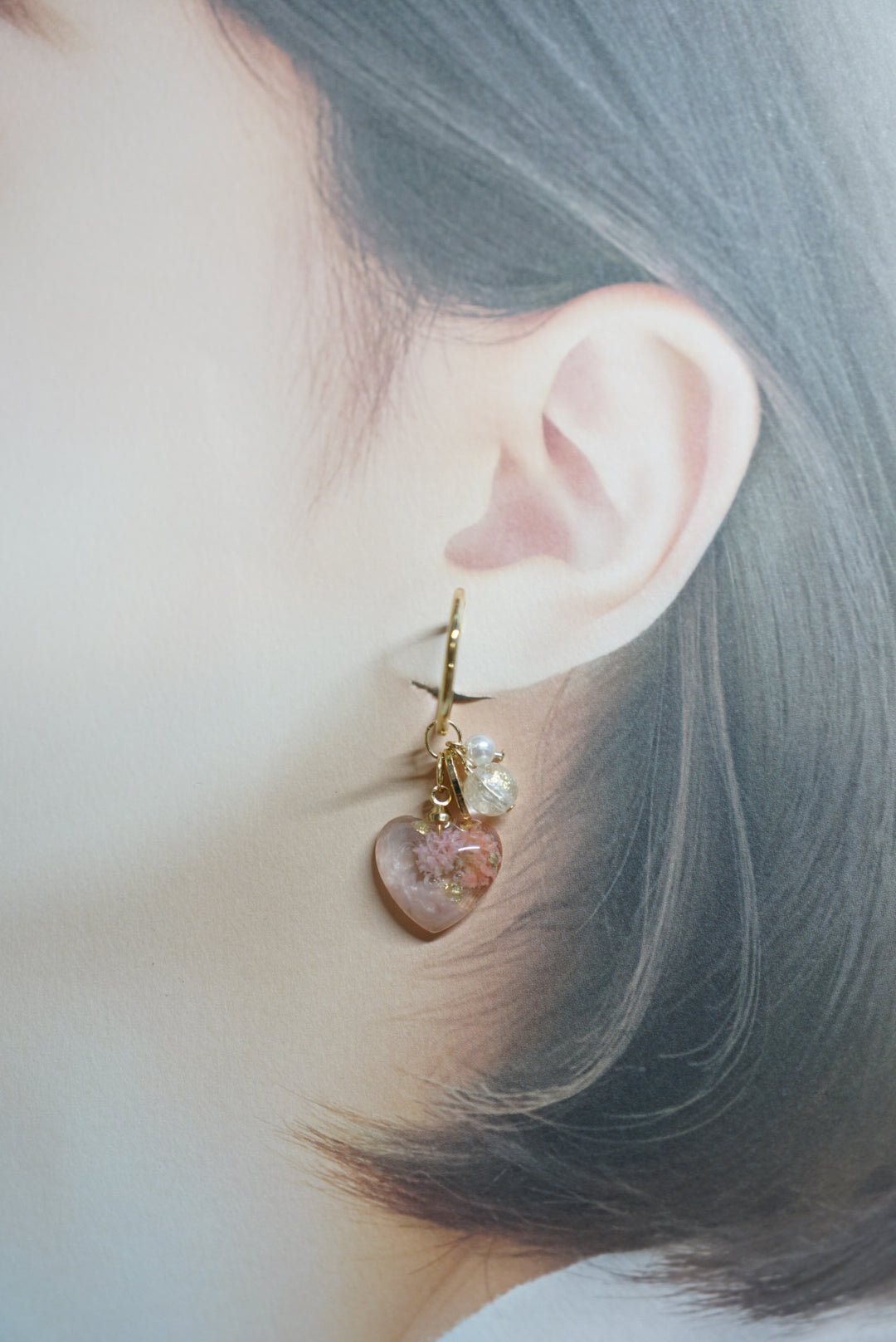 心心耳圈垂吊耳環