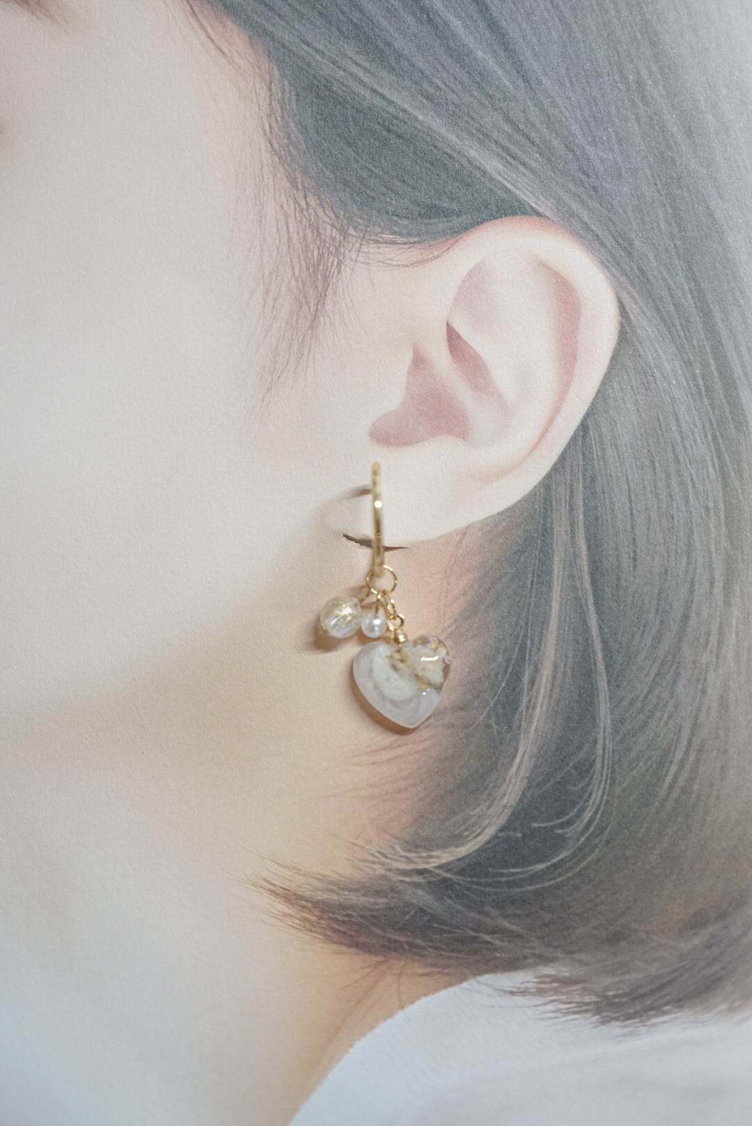 心心耳圈垂吊耳環