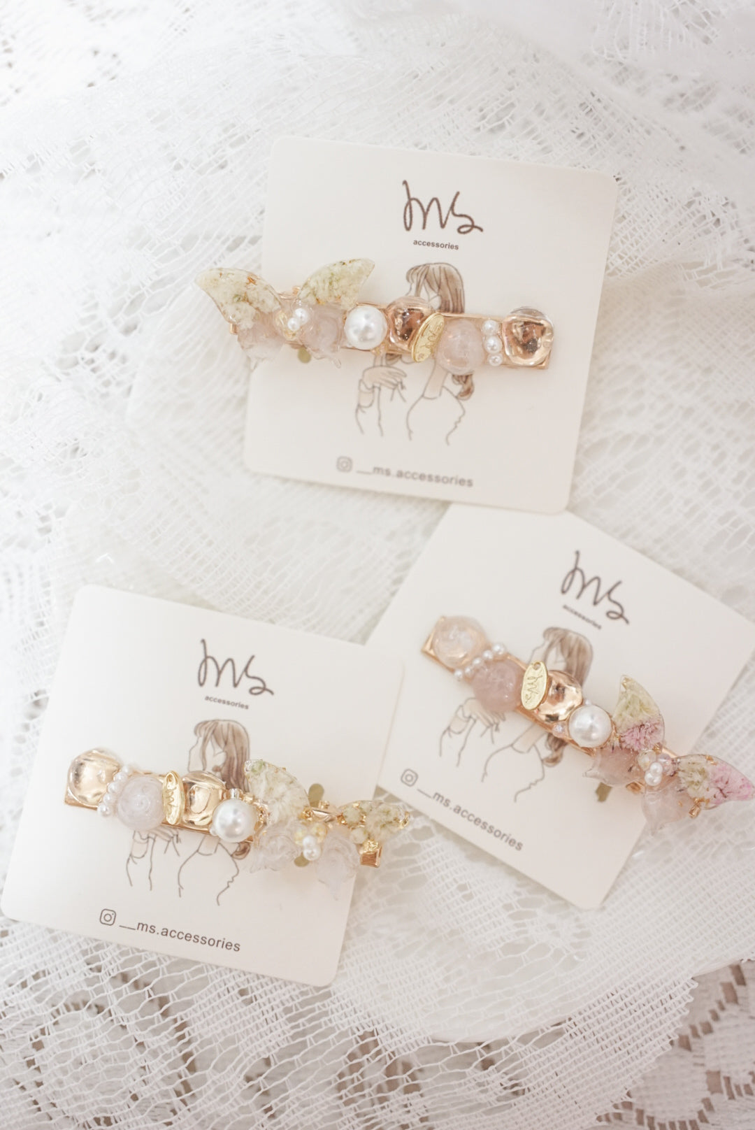 蝴蝶珍珠波波髮夾