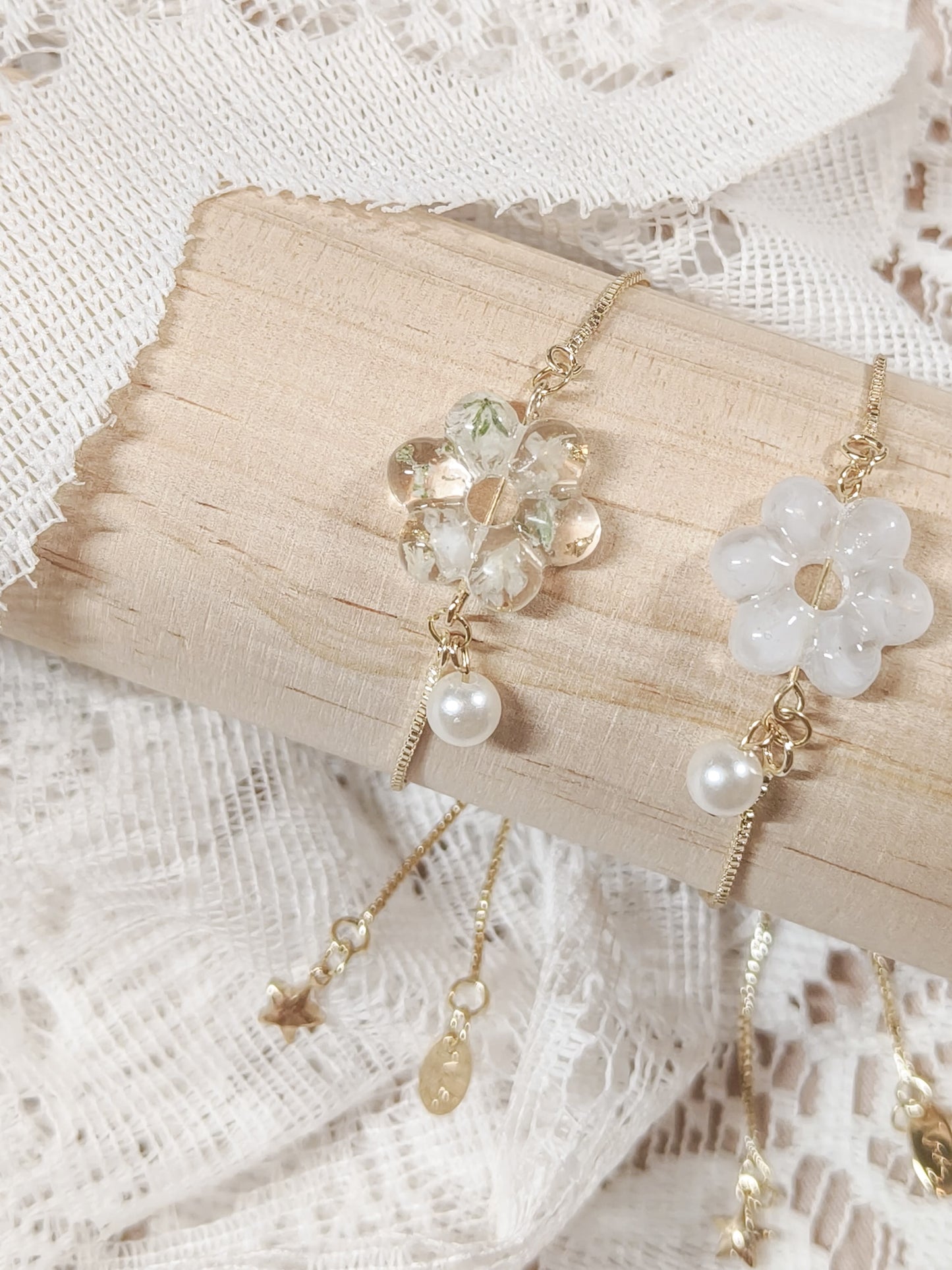 可愛花花珍珠手鍊