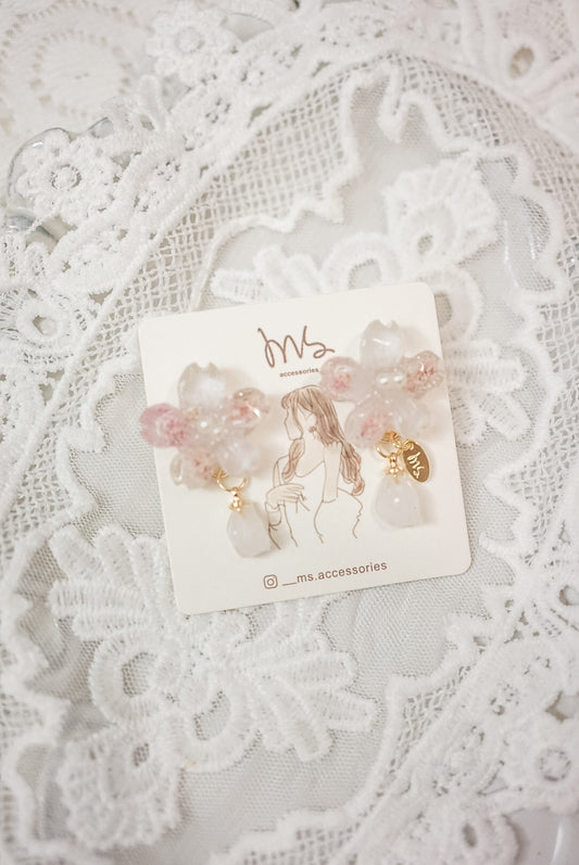 櫻霞 | 夢幻粉櫻花耳環