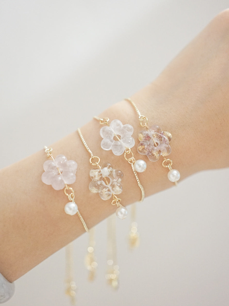 可愛花花珍珠手鍊