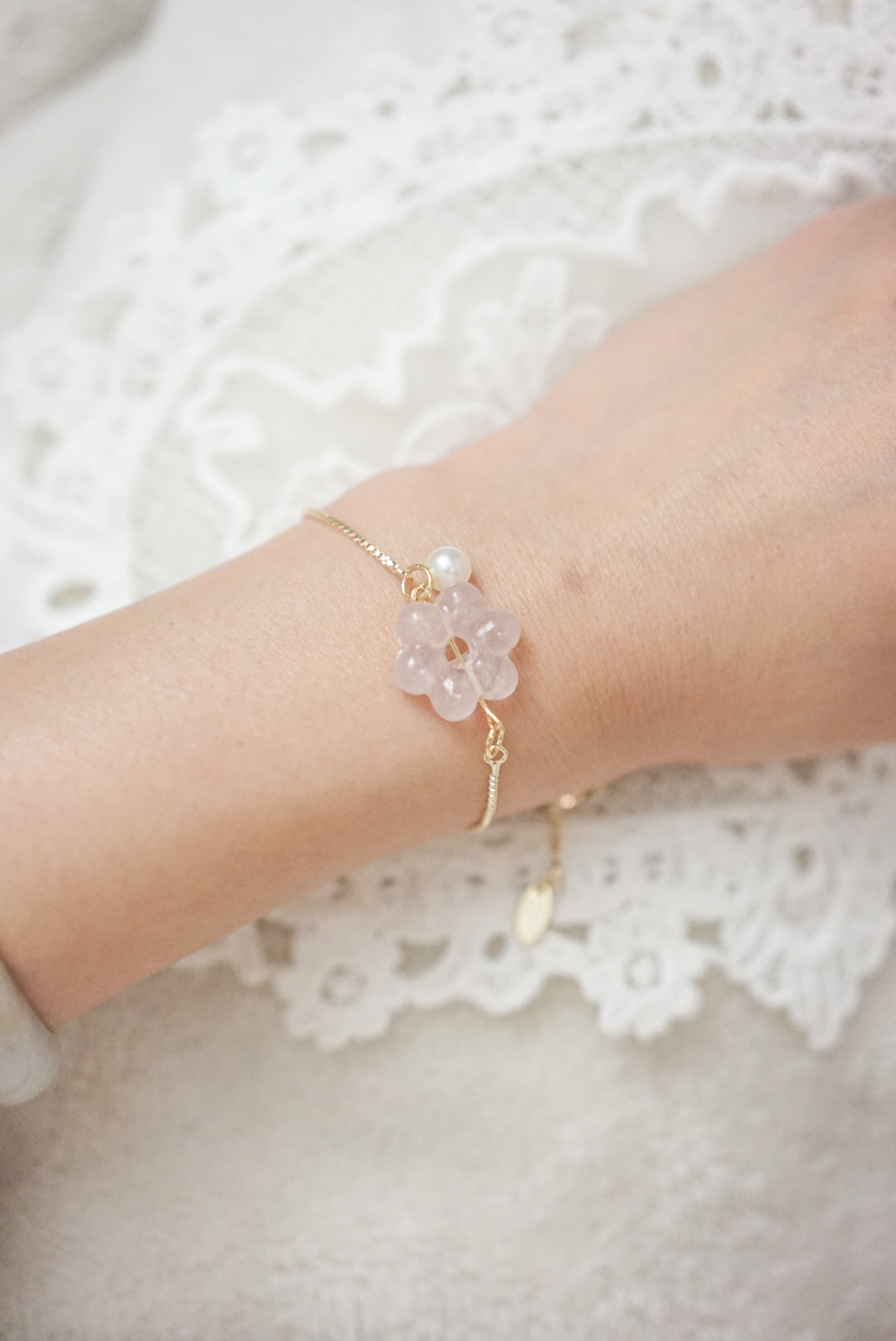 可愛花花珍珠手鍊