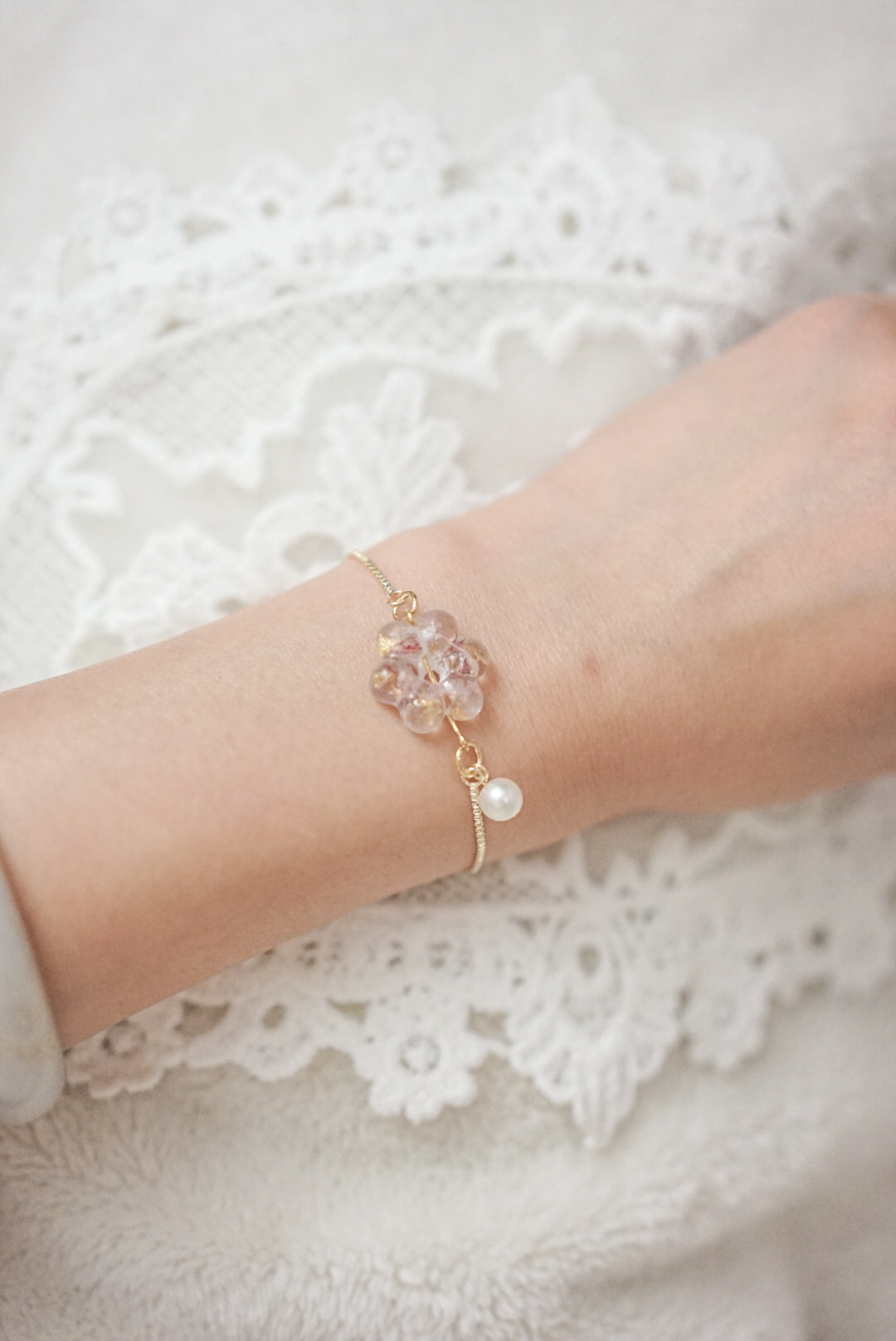 可愛花花珍珠手鍊