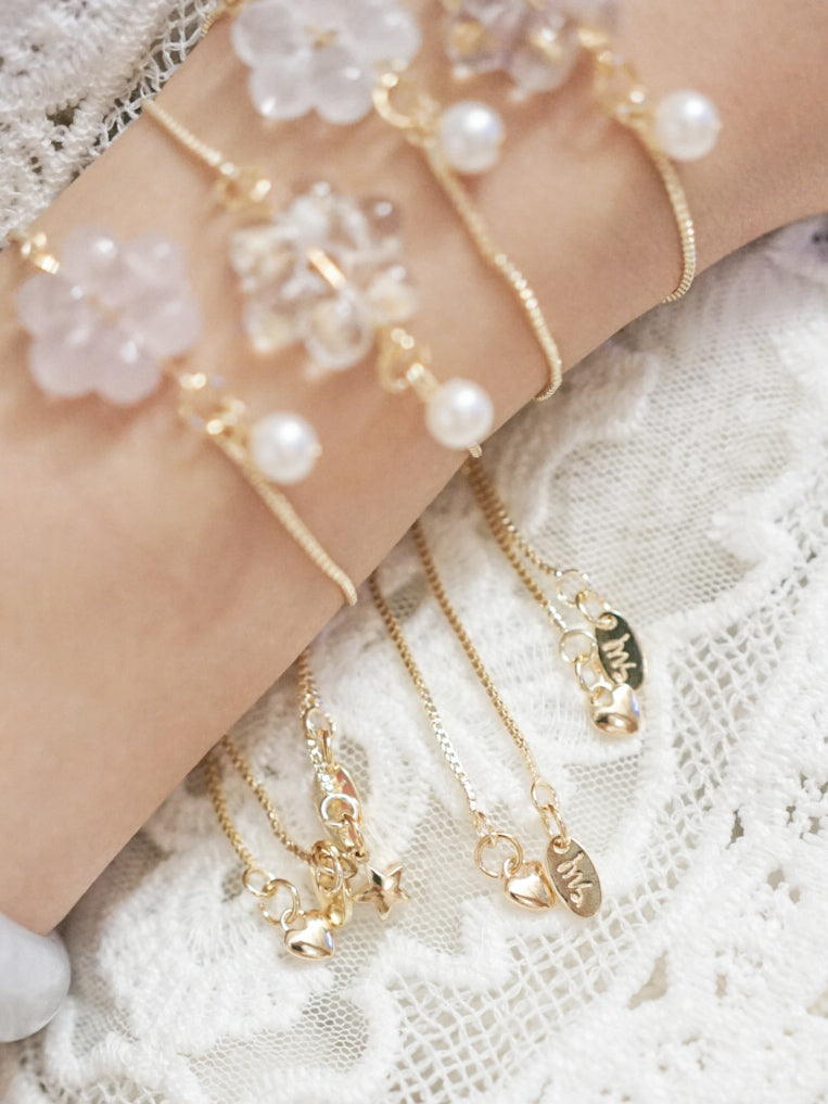 可愛花花珍珠手鍊